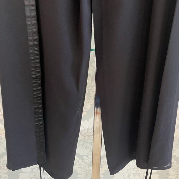 ST. JOHN EVENING Black Straight Leg Flat Front Silk Trouser/Pant - Picture 7 of 8